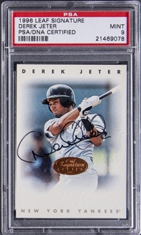 1996 Leaf Signature Derek Jeter Signed Card - PSA MINT 9